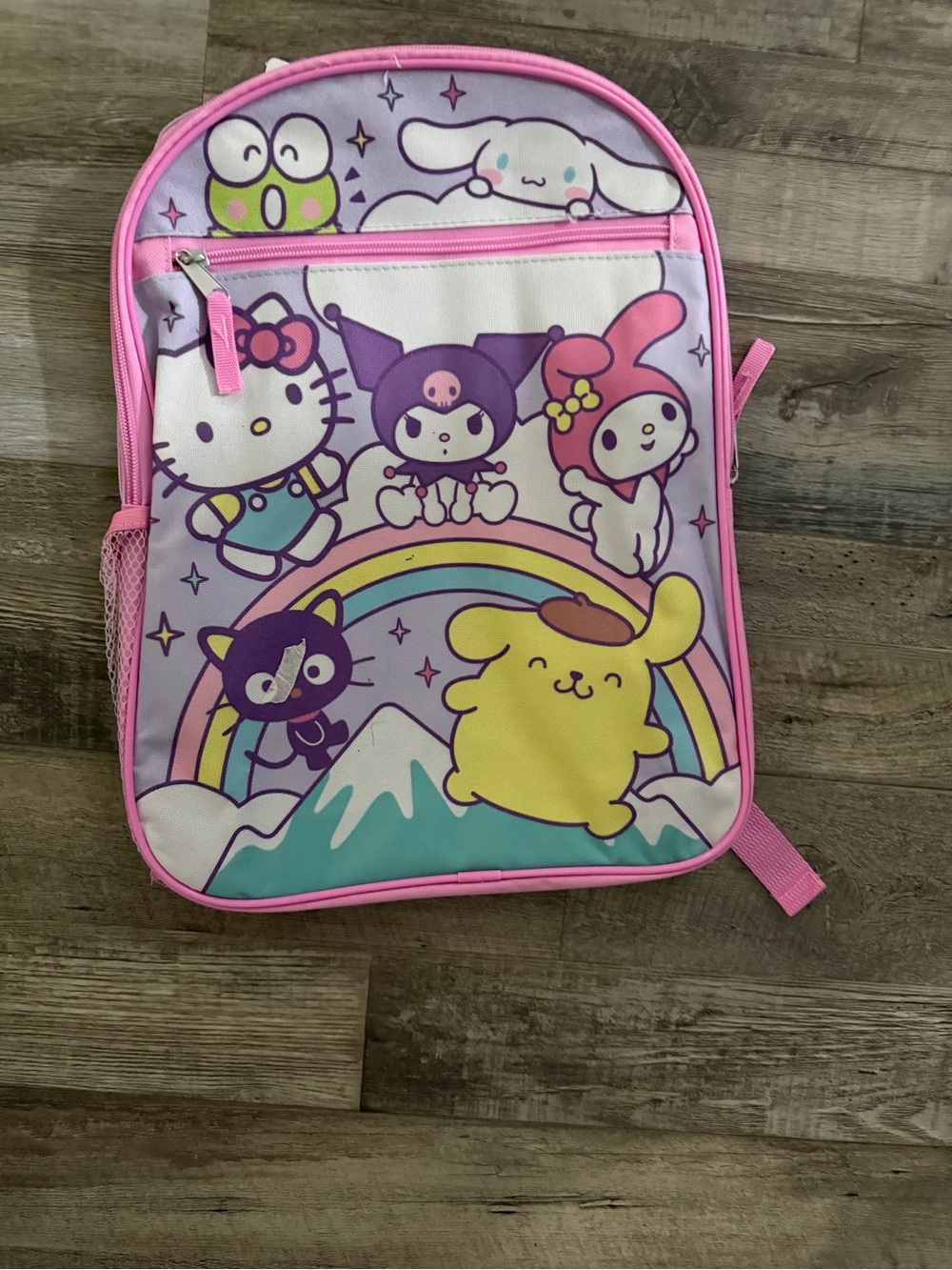 Sanrio Kids Pink & Purple Character Backpack with Rainbow